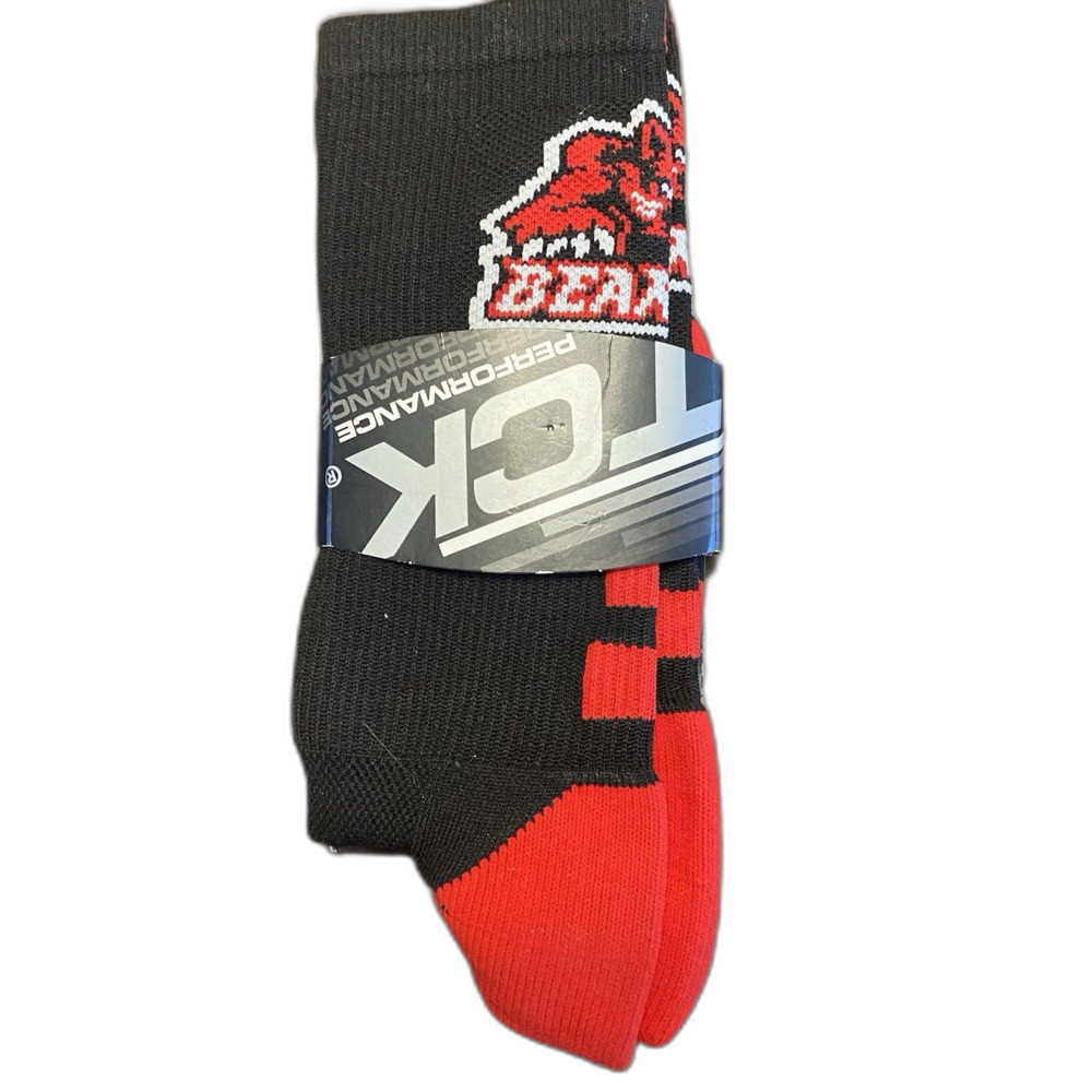 NWT/ TCK PERFORMANCE SOCKS / RED / UNISEX / SIZE MEDIUM/ SCHOOL BRANDED/ BEARCAT